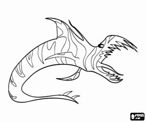 Coloriage Un dragon �trange avec sa bouche grande ouverte