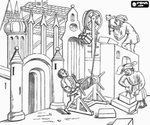 Coloriage Une cath�drale gothique en construction