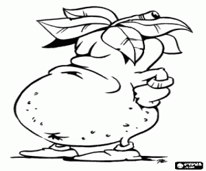 Coloriage Une dame pomme de terre, une grosse pomme de terre d'animation