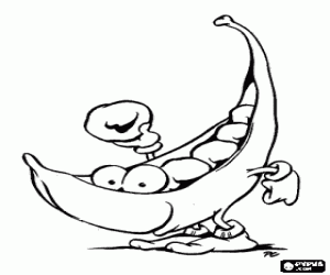 Coloriage Une �cosser ouverte contenant des pois