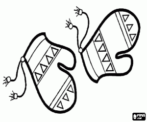 Coloriage Une paire de mitaines de laine pour tenir au chaud dans les mains