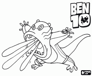 Coloriage Upchuck ou Gobe-Tout est un petit alien avec quatre langues adh�sif