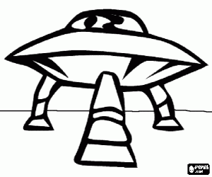 Coloriage Vaisseau spatial extraterrestre, soucoupe volante ou OVNI a atterri sur la surface