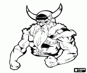 Coloriage Viking avec une longue barbe et son casque avec des cornes