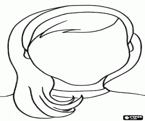 Coloriage Visage d'une fille aux cheveux longs sans traits pour dessiner