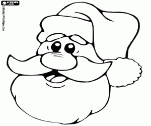 Coloriage Visage souriant du P�re No�l avec sa longue barbe et son chapeau
