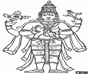 Coloriage Vishnu ou Vichnou, le dieu protecteur de la Trimurti