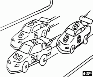 Coloriage Voiture de course s�rie dans un circuit - Course de Nascar 