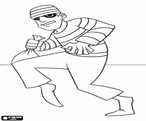 Coloriage Voleur tentant d'�chapper avec le butin