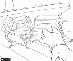Coloriage Volt avec le chatte Mitaine dans son logement