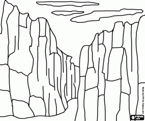 Coloriage Vue d'un canyon rocheux ou gorge avec des murs escarp�s verticaux
