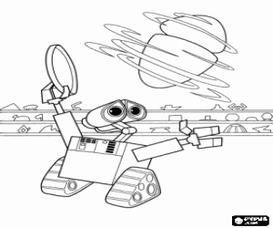 Coloriage Wall-e avec Eve tournant sur elle-m�me