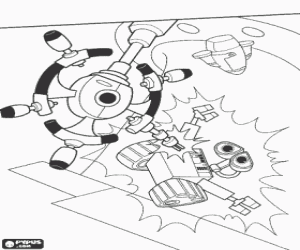 Coloriage Wall-E et Auto � l'Axiom