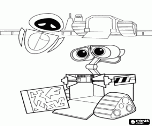 Coloriage Wall-E et Eve