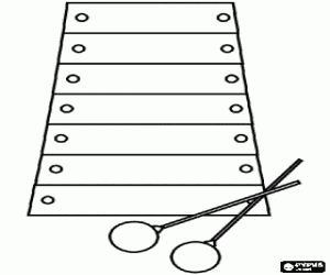 Coloriage Xylophone, instrument musical de percussion