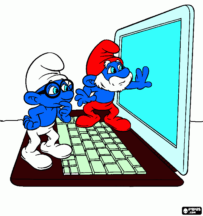 dessin Brainy and Papa smurf