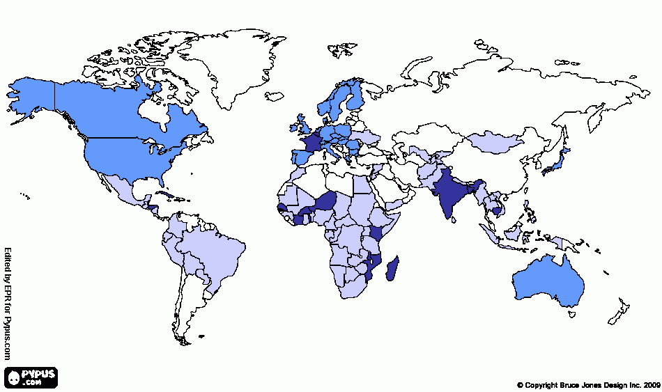 dessin carte du monde des partenaires