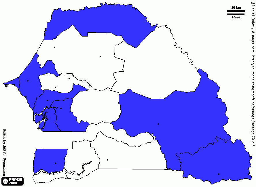 dessin carte du senegal coloriée