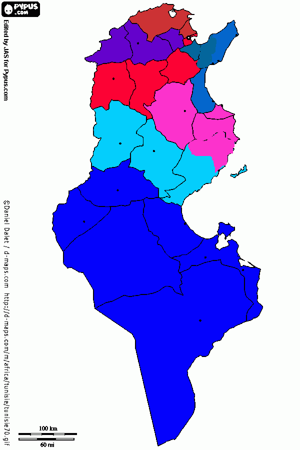 dessin carte tunisie 