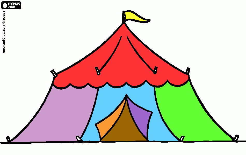 dessin chapiteau multicolore