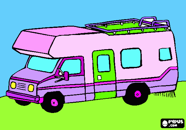 dessin COLORIAGE CAMPING CAR