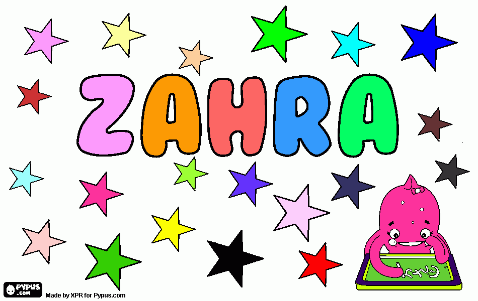 dessin coloriage prénom zahra