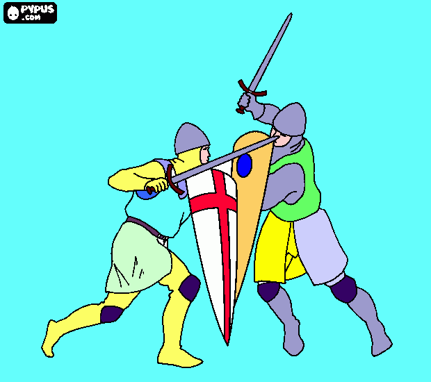 dessin combat de chevaliers