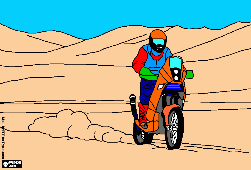dessin Dakar moto