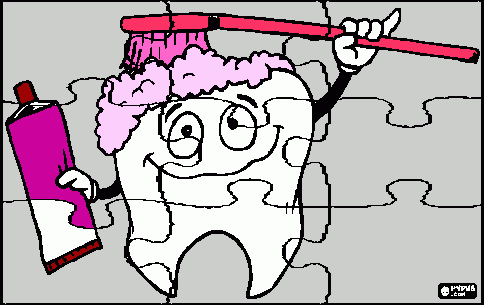 dessin dents coloriées