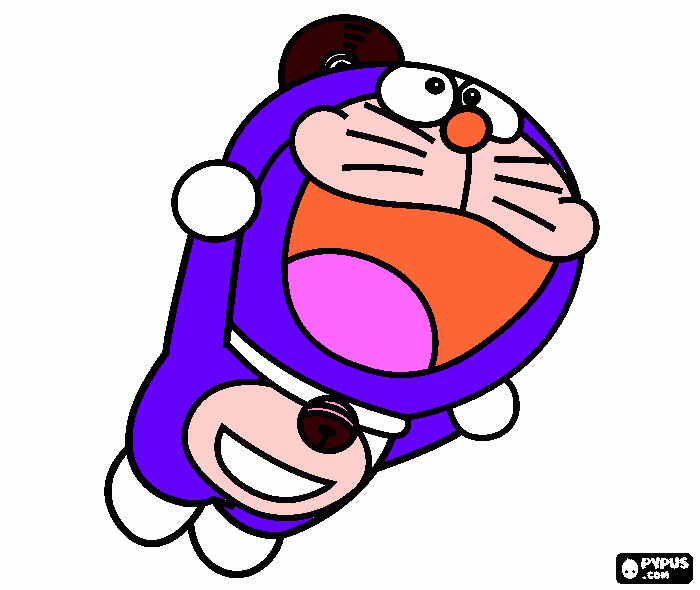 dessin doraemon sur son banbou-coptère