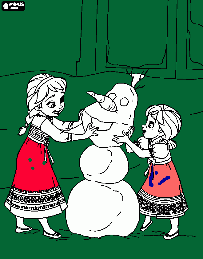 dessin elsa anna et olaff