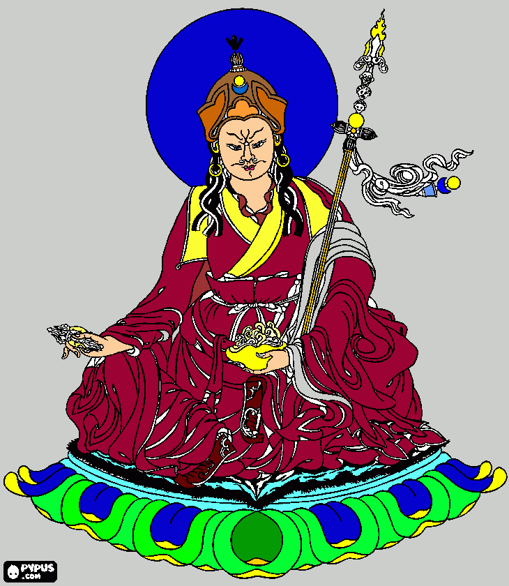 dessin gourou rinpoche : om ha houm bendza gourou padma siddhi houm
