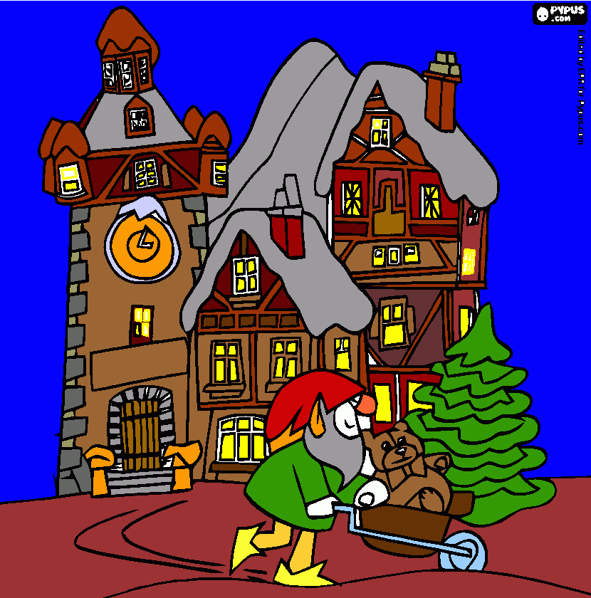 dessin Grande maison de noel