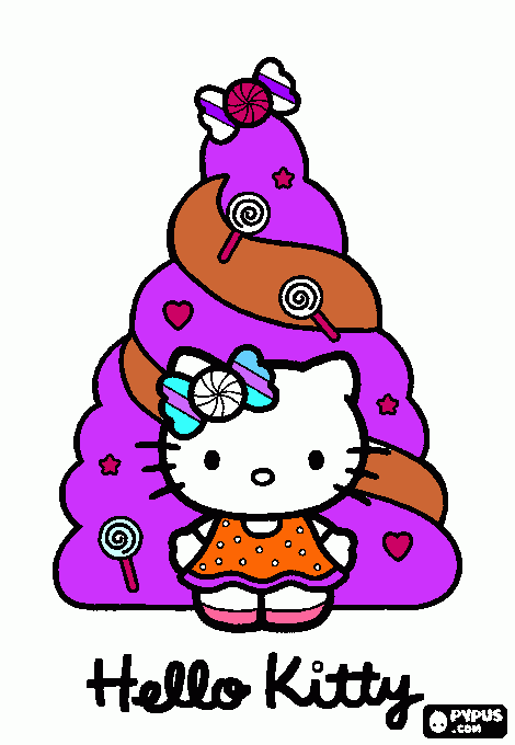 dessin hello kitty sapin violet