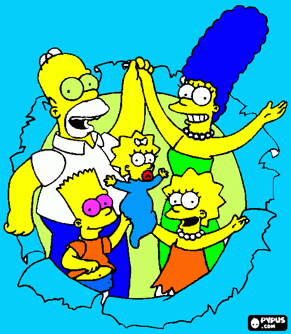 dessin HOMER MARGE LISA BART ET MAGIE