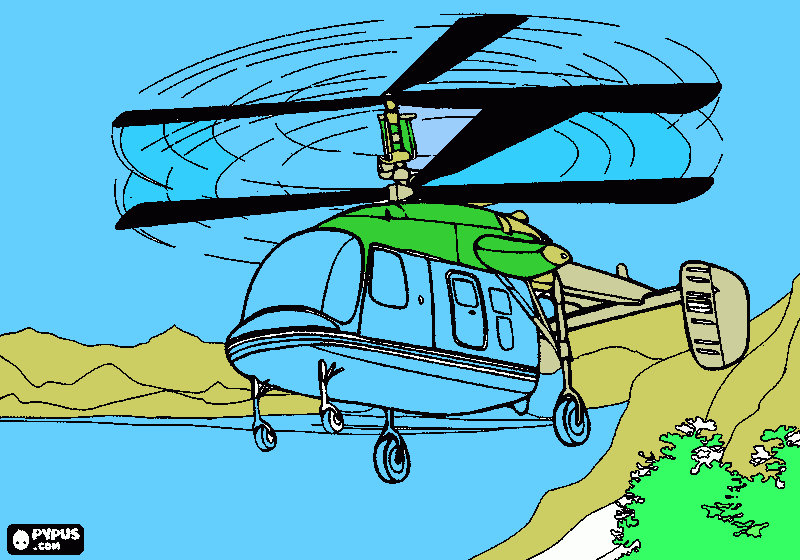 dessin hélicoptère colorie par nathan
