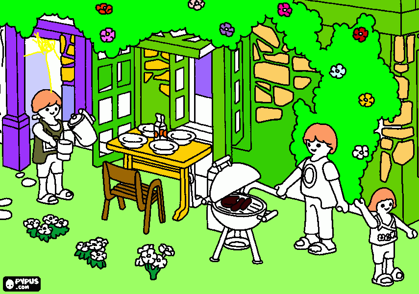 dessin jardin de la famille plemobile