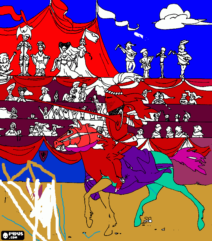 dessin joute chevalier