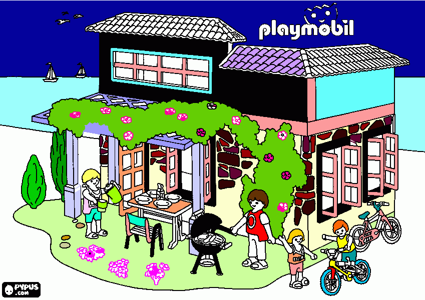 dessin la maison vacances des playmobils