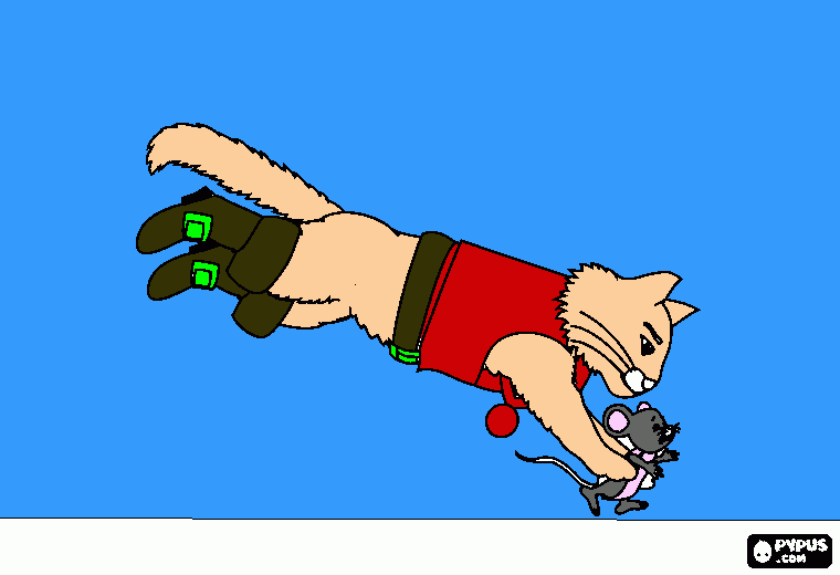 dessin le chat mange la souris