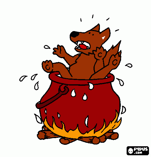 dessin Le loup dans la marmite