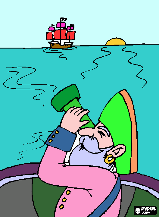 dessin le pirate à la longue vue