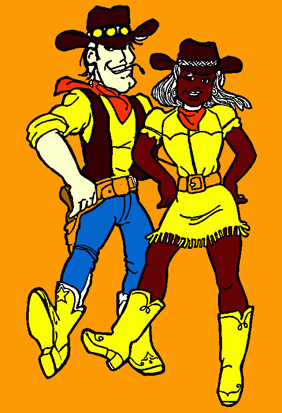 dessin lucky  luck et sa petite copine au saloon