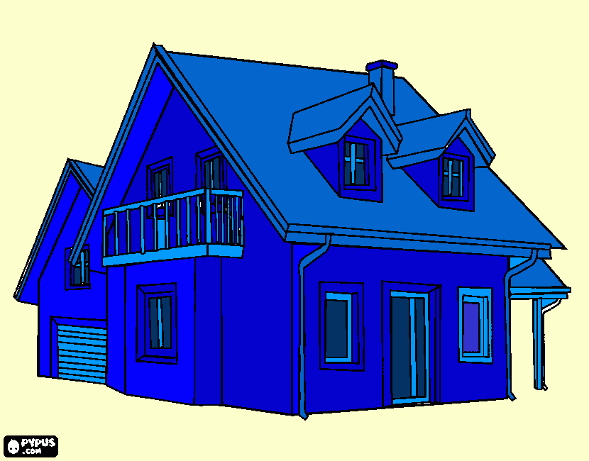  maison  bleue   colorier imprimer maison  bleue 