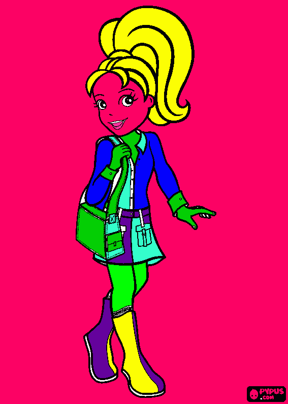 dessin polly la  star de polly pocket porte une minijupe des bottes et un sac 