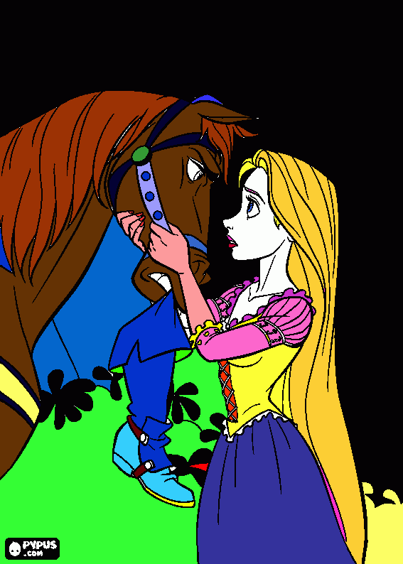 dessin Raiponse et le cheval maximus