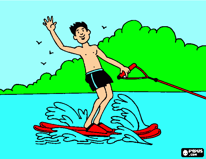 dessin ski nautique