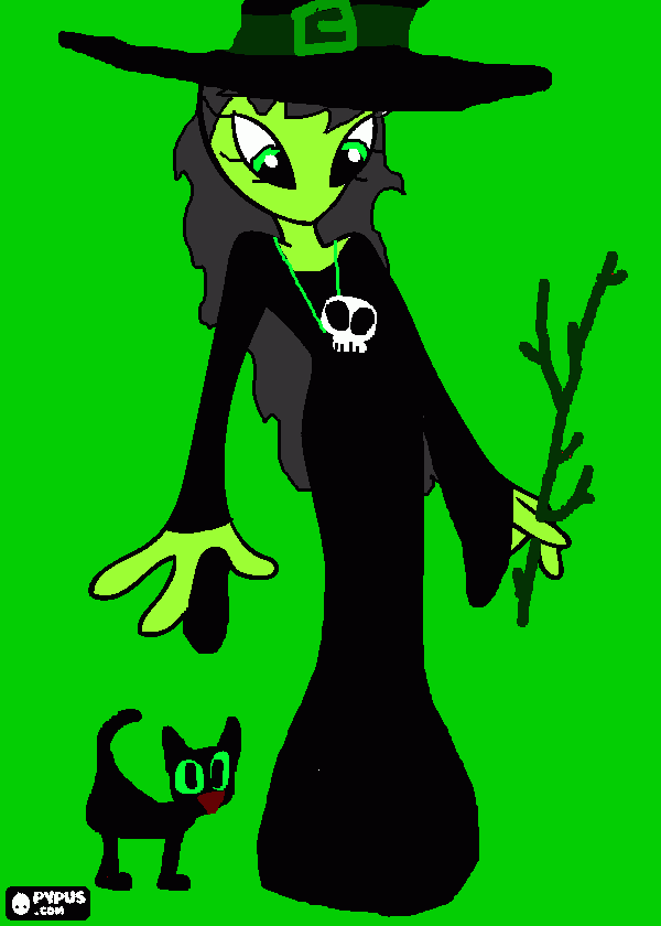 dessin sorciere verte