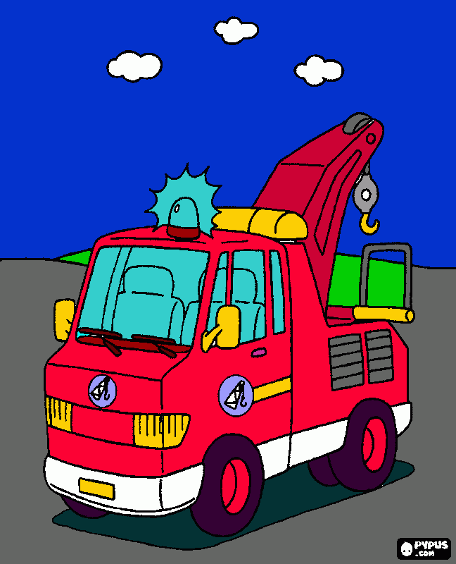 dessin Super dépanneuse de pompiers turbo