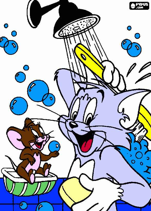 dessin tom et jerry se lavent